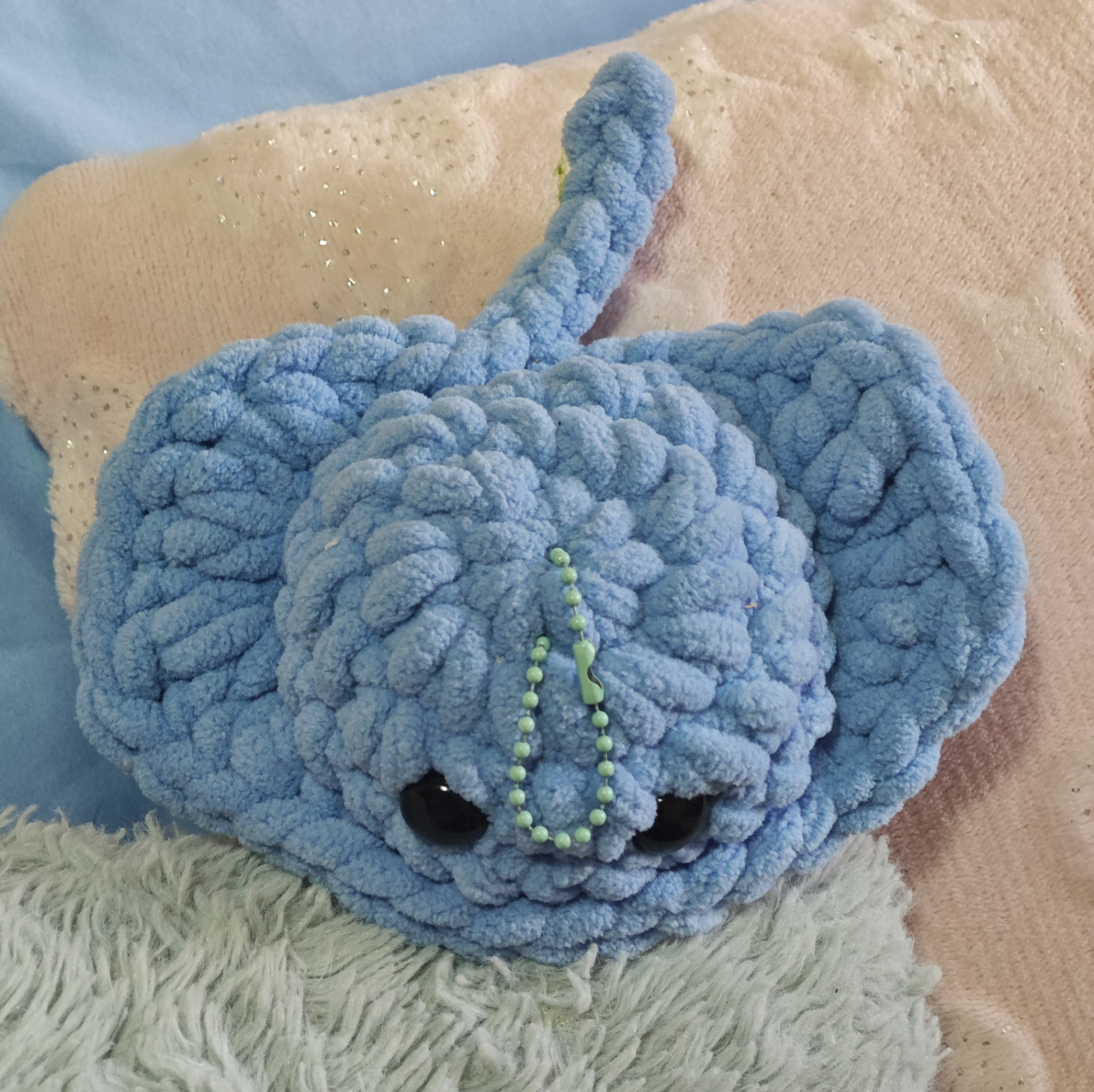 Blue Baby Stringray Crochet Keychain